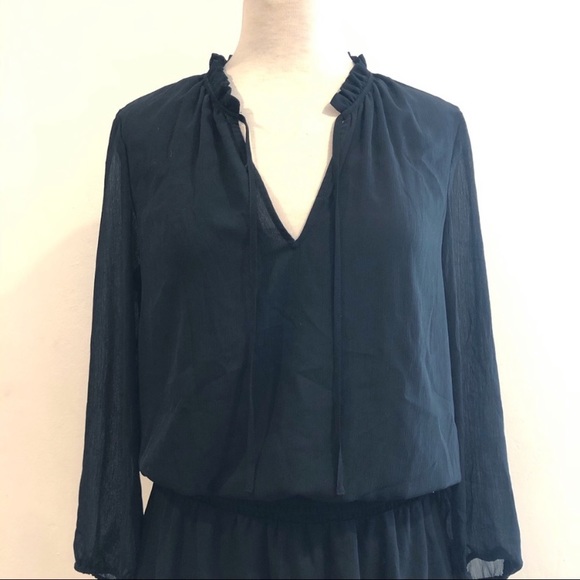 J.Crew Mercantile Long Sleeve Black Tie Front Dress NWT - Picture 3 of 8